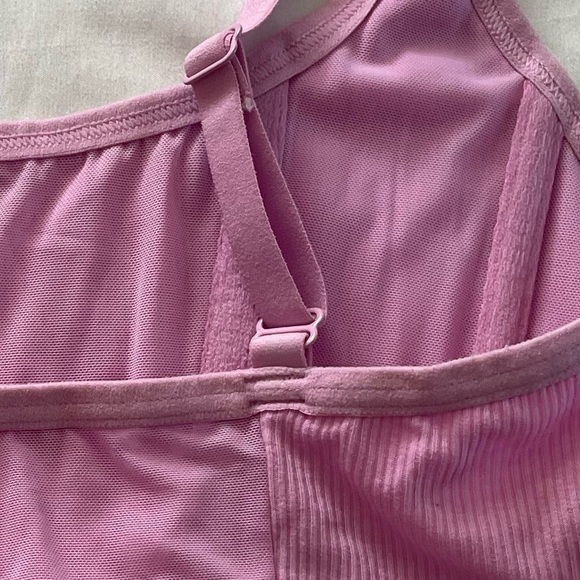 Colsie Pink Corset Ribbed Mesh Top - Picture 7 of 10